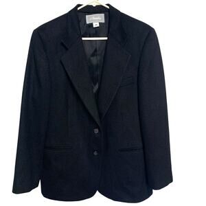 Pietrafesa Women's Black Camel Hair Two-Button Blazer Coat Size 14 Made in USA